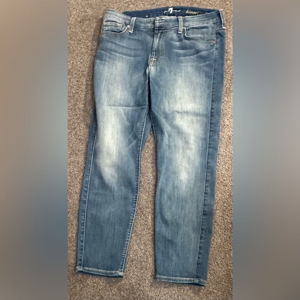 7 For All Mankind Kimmie Crop Jeans in Classic Blue